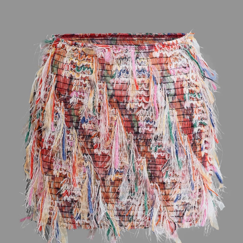 Fringe Mini Skirt